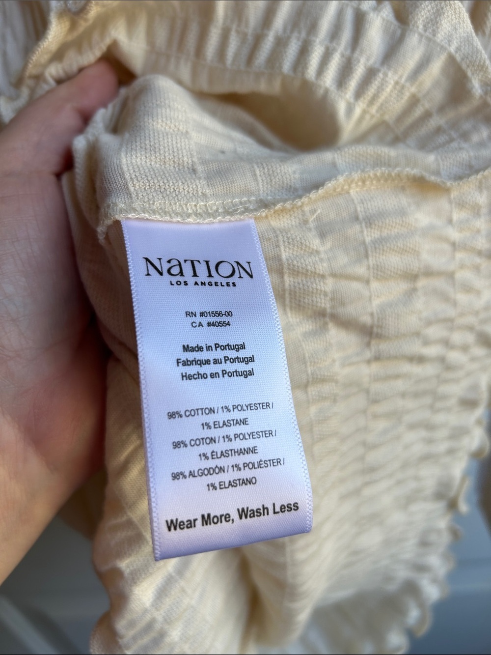 NWT Nation Los Angeles Cream Smocked Ruffle Top XXL Anthropologie basic cotton - Picture 7 of 12